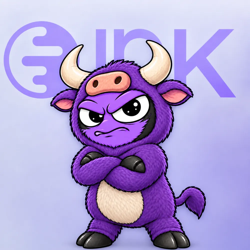 A hornet in a bull costume in front of the Ink logo